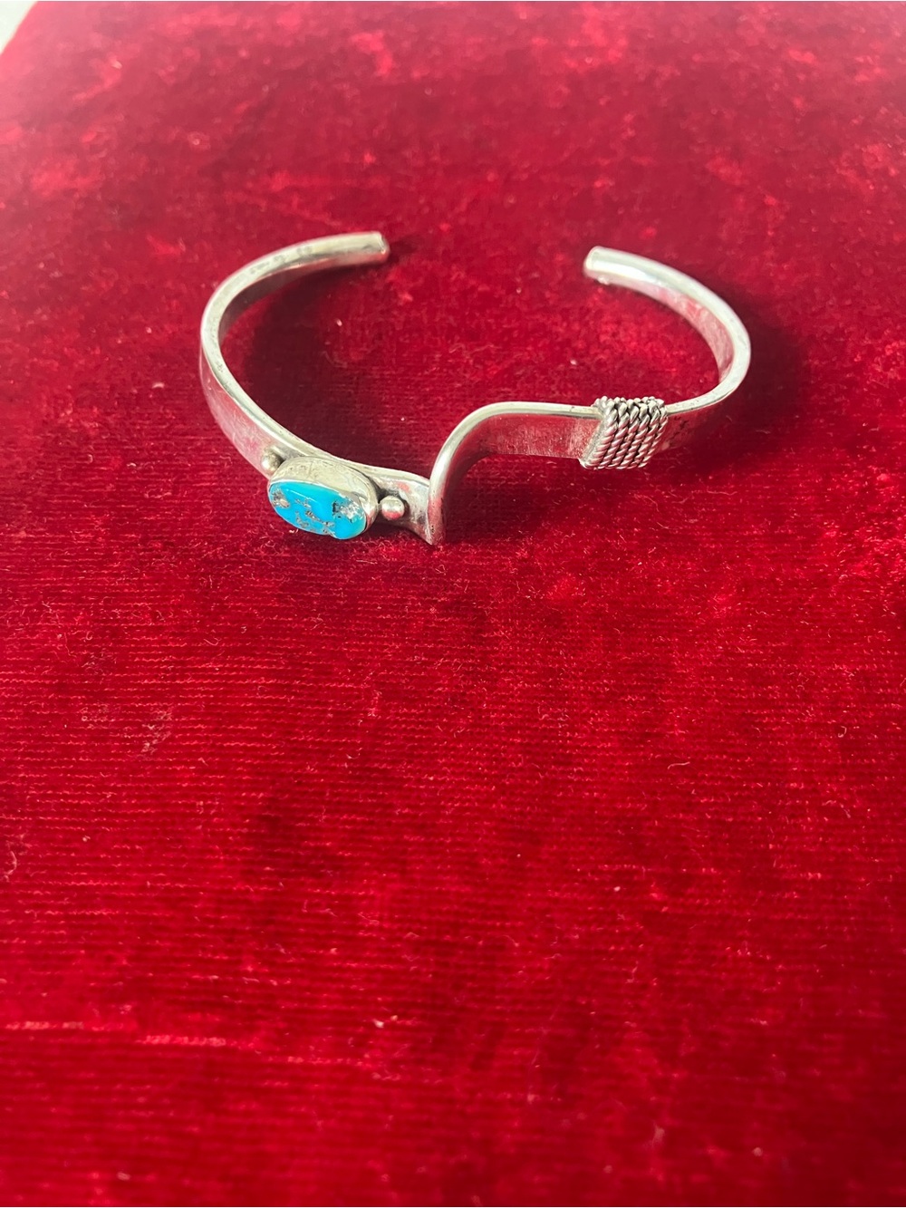 Sterling Silver Turquoise Twist Southwestern Native American Bracelet Artist Sig